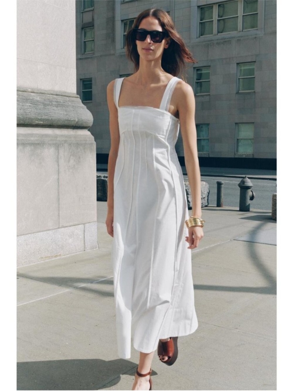 ZARA White Trim Detail Poplin Maxi Dress - Picture 11 of 16